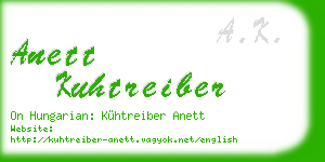 anett kuhtreiber business card