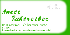 anett kuhtreiber business card